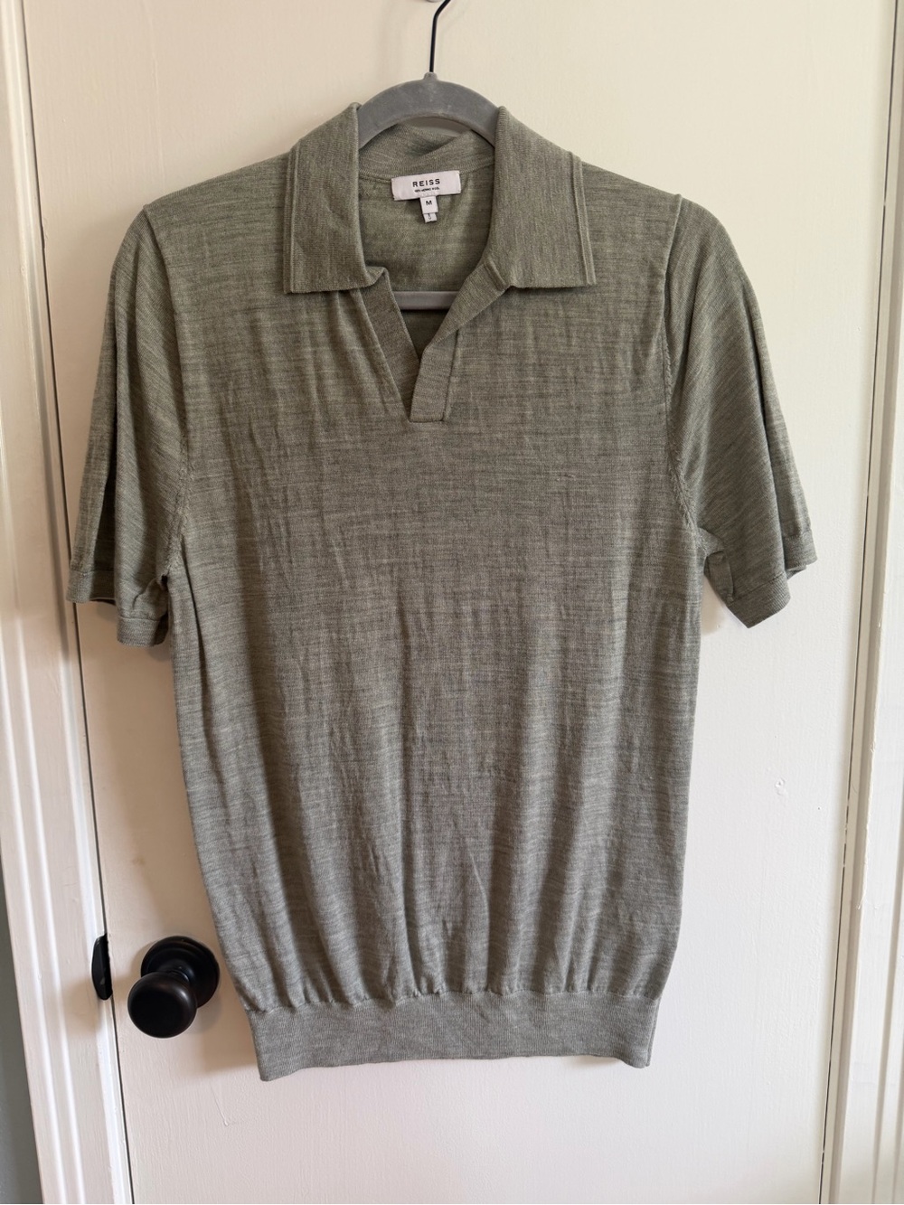 Reiss Men's Sage Green Short-Sleeve Polo